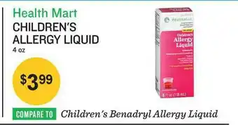 Health Mart Children's Allergy Liquid offer