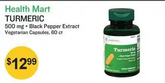 Health Mart Turmeric 500 Mg+ Black Pepper Extract Vegetarian Capsules , 60 Ct offer