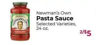 Roche Bros Newman's Own Pasta Sauce Selected Varieties, 24 Oz. offer
