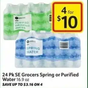 Harveys Supermarkets 24 Pk SE Grocers Spring or Purified Water 16.9oz offer