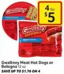 Harveys Supermarkets Gwaltney Meat Hot Dogs or Bologna offer