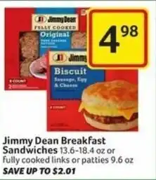 Harveys Supermarkets Jimmy Dean Breakfast Sandwiches offer