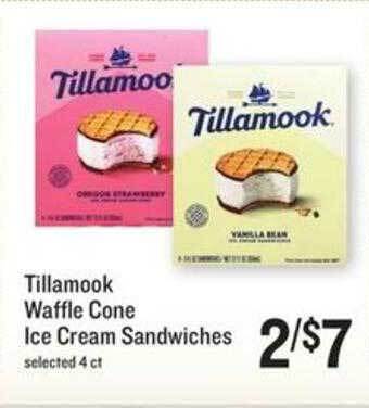 Lowes Foods Tillamook Waffle Cone Ice Cream Sandwiches offer