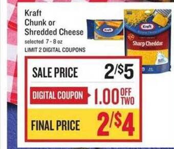Lowes Foods Kraft Chunk Or Shredded Cheese offer