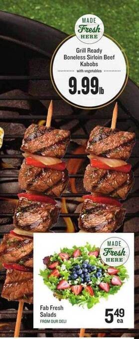 Lowes Foods Grill Ready Boneless Sirloin Beef Kabobs offer