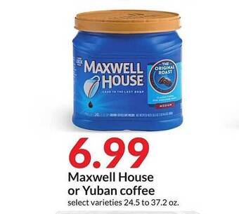 Hy-Vee Maxwell House Or Yuban Coffee offer