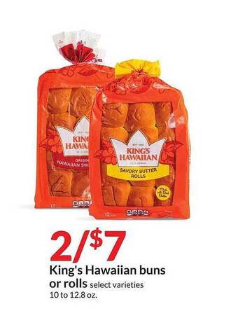 Hy-Vee King's Hawaiian Buns Or Rolls offer
