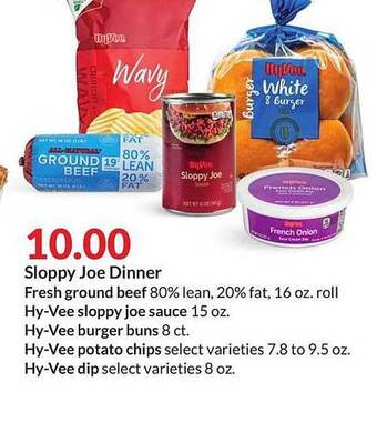 Hy-Vee Sloppy Joe Dinner offer