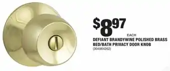 The Home Depot Defiant Brandywine Polished Brass Bed/Bath Privacy Door Knob 304964262 offer