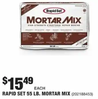 The Home Depot Rapid Set 55 Lb. Mortar Mix offer