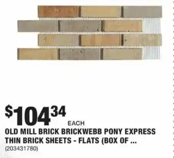 The Home Depot Old Mill Brick Brickwebb Pony Express Thin Brick Sheets- Flats offer