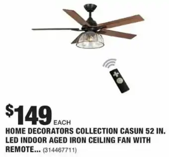 The Home Depot Home Decorators Collection Casun 52 in. Led Indoor Aged Iron Ceiling Fan with Remote offer