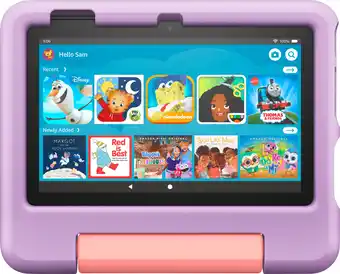 Best Buy Amazon - Fire 7 Kids tablet, 7" display, ages 3-7, 32 GB - Purple offer