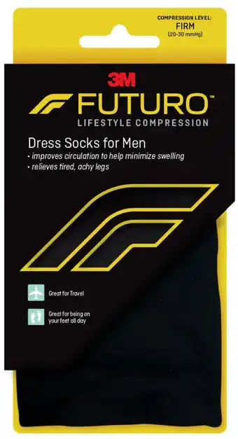 Walmart FUTURO Dress Socks for Men, Medium, Black, Firm Compression offer