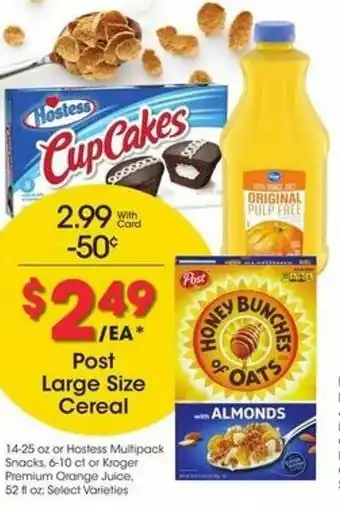 Fry's Post Large Size Cereal offer