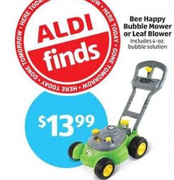 Aldi Bee Happy Bubble Mower Or Leaf Blower offer