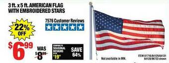 Harbor Freight Tools 3 Ft. X 5 Ft. American Flag With Embroidered Stars offer