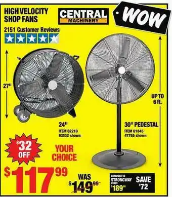 Harbor Freight Tools High Velocity Shop Fans offer