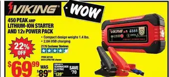 Harbor Freight Tools 450 Peak Lithium-ion Starter And 12v Powerpack offer