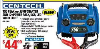 Harbor Freight Tools 750 Peak Amp Jump Starter And 12v Power Pack , Usb , Led Work Light offer