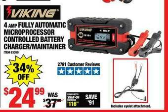 Harbor Freight Tools 4 Amp Fully Automatic Microprocessor Controlled Battery Charger - Maintainer offer