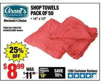 Harbor Freight Tools Shop Towels Pack Of 50 offer