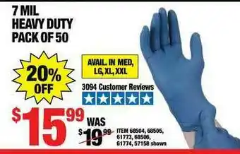 Harbor Freight Tools 7 Mil Heavy Duty Pack Of 50 offer
