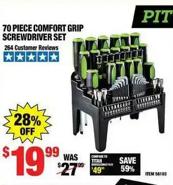 Harbor Freight Tools 70 Piece Comfort Grip Screwdriver Set offer