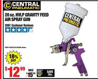 Harbor Freight Tools 20 Oz. Hvlp Gravity Feed Air Spray Gun offer