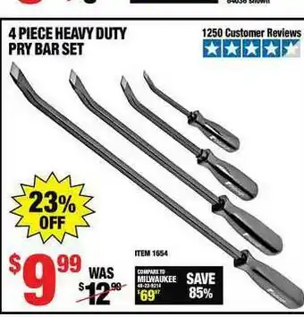 Harbor Freight Tools 4 Piece Heavy Duty Pry Bar Set offer