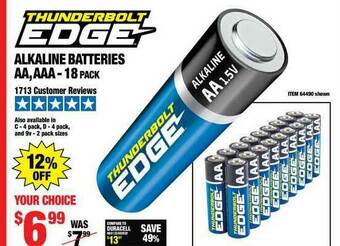 Harbor Freight Tools Alkaline Batteries AA, AAA-18 Pack offer