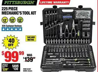 Harbor Freight Tools 225 Piece Mechanic's Tool Kit offer
