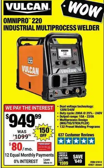Harbor Freight Tools Omnipro 220 Industrial Mutiprocess Welder offer