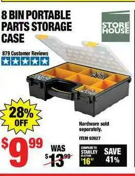Harbor Freight Tools 8 Bin Portable Parts Storage Case offer