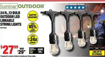 Harbor Freight Tools 24 Ft., 12 Bulb Outdoor Led Linkable String Lights offer