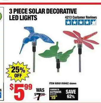 Harbor Freight Tools 3 Piece Solar Decorative Led Lights offer