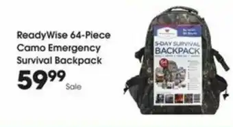 Fry's ReadyWise 64-Piece Camo Emergency Survival Backpack offer
