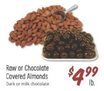 Sprouts Farmers Market Raw or Chocolate Covered Almonds offer