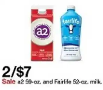 Target A2 59 oz and Fairlife 52 oz Milk offer