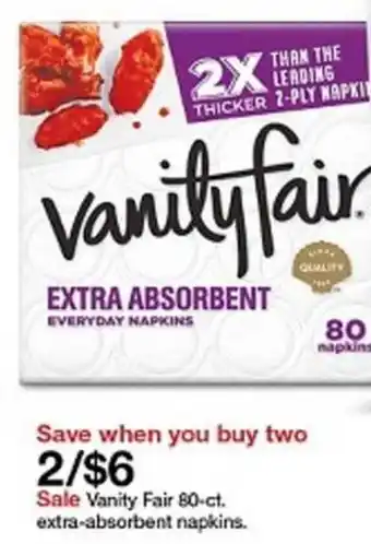 Target Vanity Fair Extra Absorbent Napkins offer