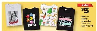 Family Dollar Men's Or Ladies' Screen Tee offer