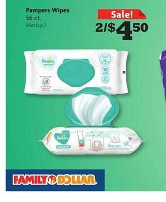 Family Dollar Pampers Wipes offer