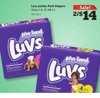 Family Dollar Luvs Jumbo Pack Diapers offer