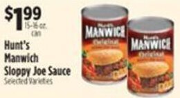 Pioneer Supermarkets Hunt's Manwich Sloppy Joe Sauce 15-16 oz offer