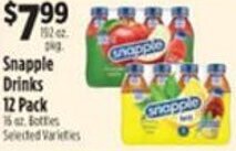 Pioneer Supermarkets Snapple Drinks 12 Pack offer