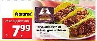 Lidl Tender Bison All Natural Ground Bison offer