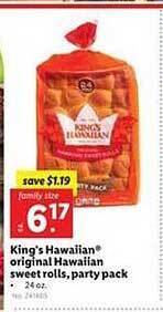 Lidl King's Hawaiian Original Hawaiian Sweet Rolls Party Pack offer