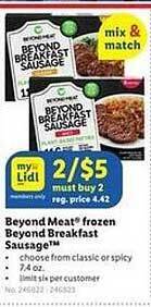 Lidl Beyond Meat Frozen Beyond Breakfast Sausage offer