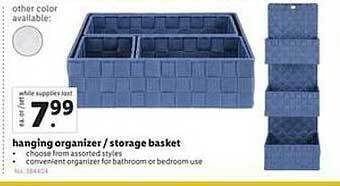 Lidl Hanging Organizer Storage Basket offer