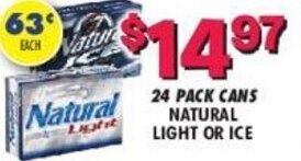 Miners County Market 24 Pack Natural Light or Ice offer